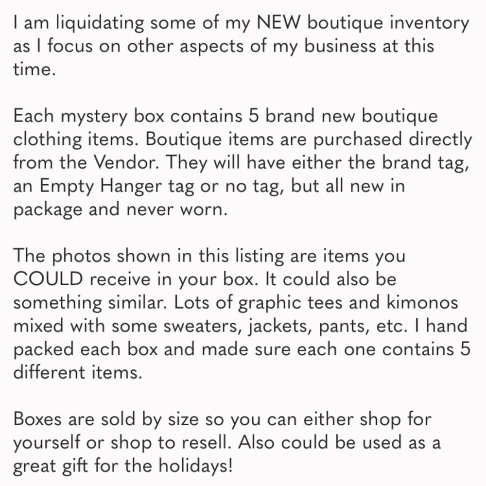 Mystery Box - Empty Hanger Boutique Items! 5/$100 - Picture 2 of 2